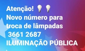 Prefeitura de Araxá disponibiliza novo telefone para solicitar troca de lâmpadas