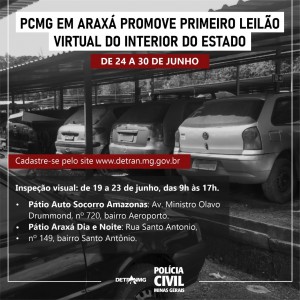 Polícia Civil de Araxá promove primeiro leilão virtual do interior do estado
