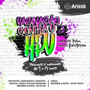 Prefeitura de Araxá intensifica vacinação contra HPV