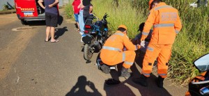 Motociclista fica ferido em acidente de trânsito
