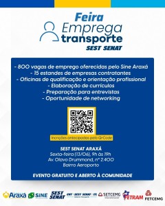 Feira Emprega Transporte oferece mais de 800 vagas