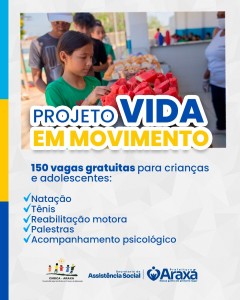 Projeto “Vida em Movimento” abre 150 vagas para crianças e adolescentes em Araxá