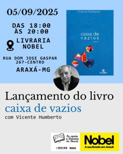 Livraria Nobel de Araxá promove lançamento do livro de Vicente Humberto