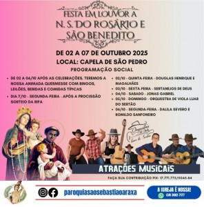 Festa em Louvor a Nossa Senhora do Rosário e São Benedito movimenta a Capela São Pedro