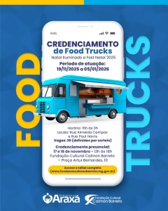 Araxá abre credenciamento de Food Trucks para o Natal Iluminado e Fest Natal 2025