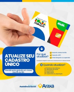 Araxá convoca população para regularizar Cadastro Único