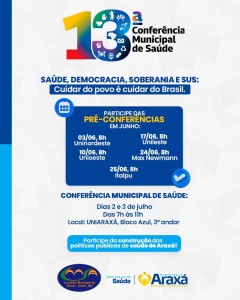 Pré-Conferências de Saúde começam nesta quarta-feira (3) em diferentes regiões de Araxá
