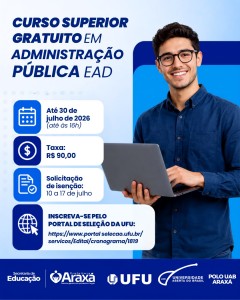 Últimos dias para se inscrever em curso gratuito de Administração Pública da UAB Araxá