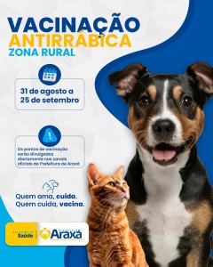Vacinação antirrábica na zona rural inicia dia 31 de agosto